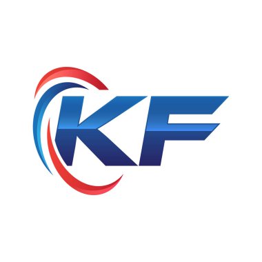 İlk harf logo swoosh kırmızı mavi