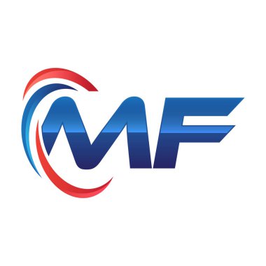 İlk harf logo swoosh kırmızı mavi