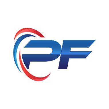 İlk harf logo swoosh kırmızı mavi