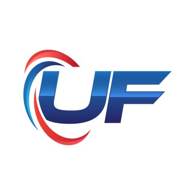 İlk harf logo swoosh kırmızı mavi