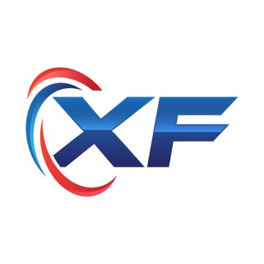 İlk harf logo swoosh kırmızı mavi