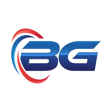 İlk harf logo swoosh kırmızı mavi