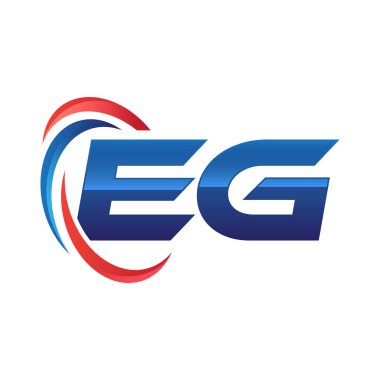 İlk harf logo swoosh kırmızı mavi