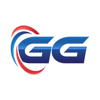 İlk harf logo swoosh kırmızı mavi