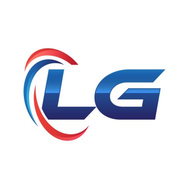 İlk harf logo swoosh kırmızı mavi