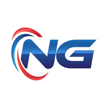 İlk harf logo swoosh kırmızı mavi