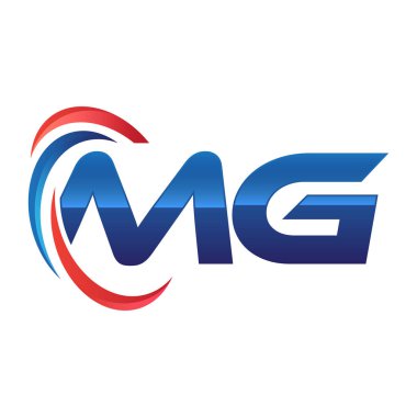 İlk harf logo swoosh kırmızı mavi