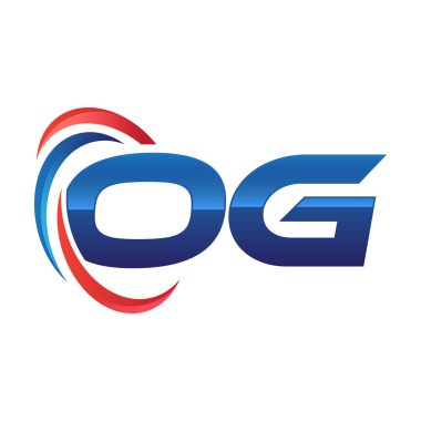 İlk harf logo swoosh kırmızı mavi