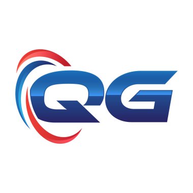 İlk harf logo swoosh kırmızı mavi