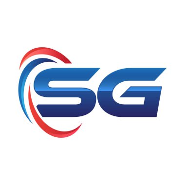 İlk harf logo swoosh kırmızı mavi