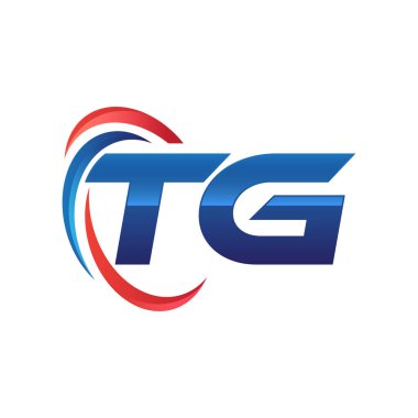 İlk harf logo swoosh kırmızı mavi