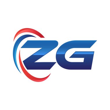 İlk harf logo swoosh kırmızı mavi