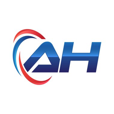 İlk harf logo swoosh kırmızı mavi