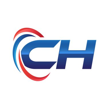 İlk harf logo swoosh kırmızı mavi