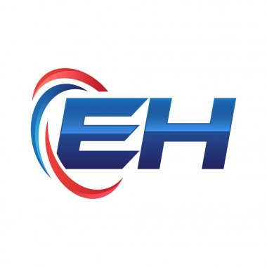 İlk harf logo swoosh kırmızı mavi