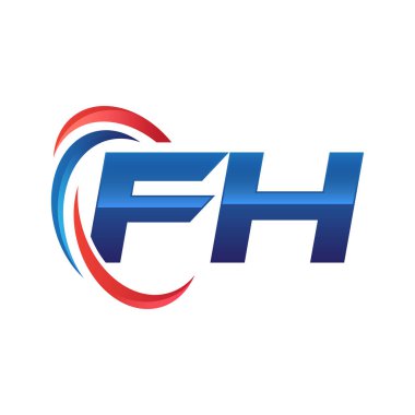 İlk harf logo swoosh kırmızı mavi