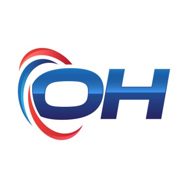 İlk harf logo swoosh kırmızı mavi