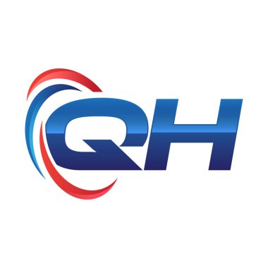 İlk harf logo swoosh kırmızı mavi