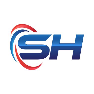 İlk harf logo swoosh kırmızı mavi