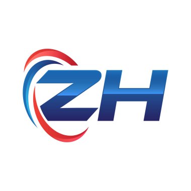 İlk harf logo swoosh kırmızı mavi