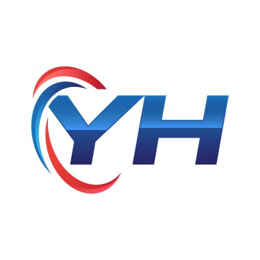 İlk harf logo swoosh kırmızı mavi