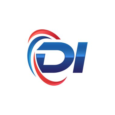 İlk harf logo swoosh kırmızı mavi