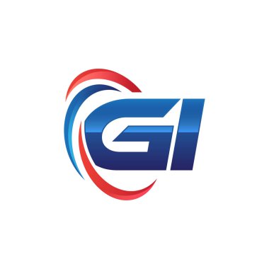 İlk harf logo swoosh kırmızı mavi