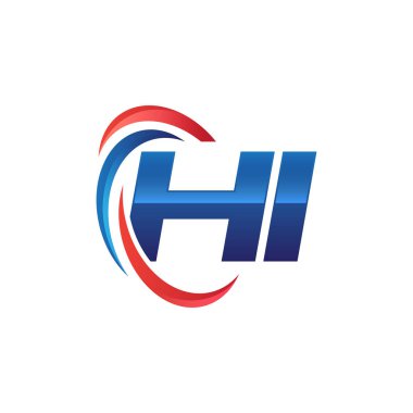 İlk harf logo swoosh kırmızı mavi