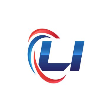 İlk harf logo swoosh kırmızı mavi