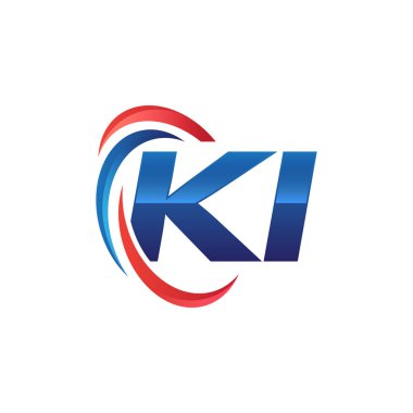 İlk harf logo swoosh kırmızı mavi