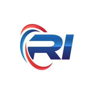 İlk harf logo swoosh kırmızı mavi