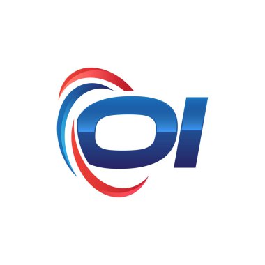 İlk harf logo swoosh kırmızı mavi