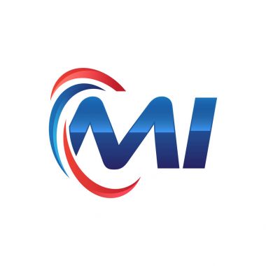 İlk harf logo swoosh kırmızı mavi