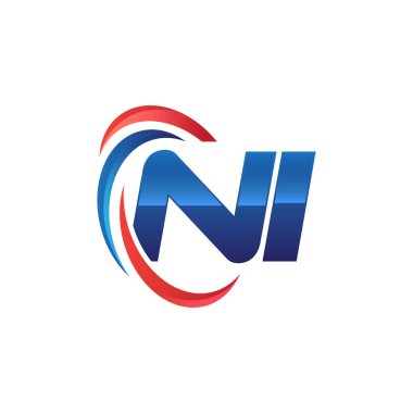 İlk harf logo swoosh kırmızı mavi