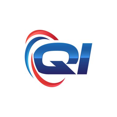 İlk harf logo swoosh kırmızı mavi