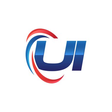 İlk harf logo swoosh kırmızı mavi