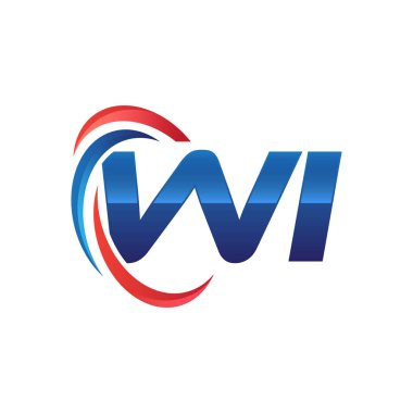 İlk harf logo swoosh kırmızı mavi