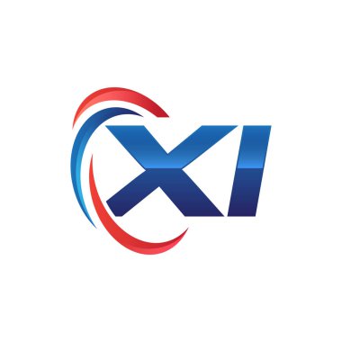 İlk harf logo swoosh kırmızı mavi