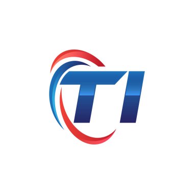 İlk harf logo swoosh kırmızı mavi