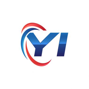 İlk harf logo swoosh kırmızı mavi