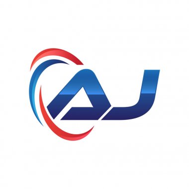 İlk harf logo swoosh kırmızı mavi