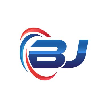 İlk harf logo swoosh kırmızı mavi