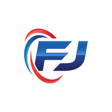 İlk harf logo swoosh kırmızı mavi