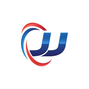 İlk harf logo swoosh kırmızı mavi