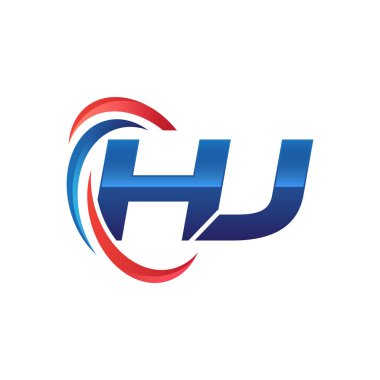 İlk harf logo swoosh kırmızı mavi