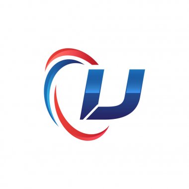 İlk harf logo swoosh kırmızı mavi