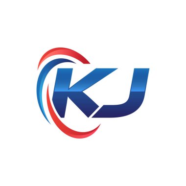 İlk harf logo swoosh kırmızı mavi