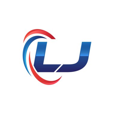 İlk harf logo swoosh kırmızı mavi