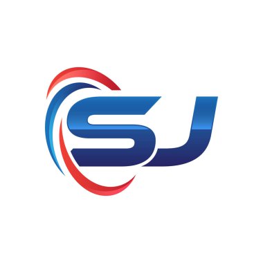 İlk harf logo swoosh kırmızı mavi