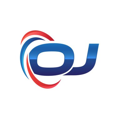 İlk harf logo swoosh kırmızı mavi